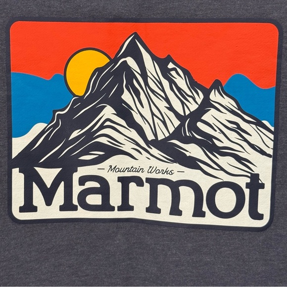 Marmot Mountain Peaks Graphic Crewneck Sweatshirt Gray Medium Mens Hiking Comfy - Picture 6 of 10